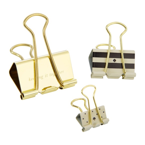 🔖 KATE SPADE New York Binder Clips Dots & Stripes - Picture 2 of 4